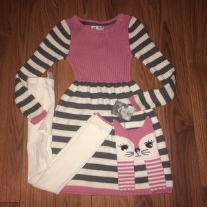 Jillians Closet cat  sweater dress w/ leggings